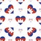 Cambodia flag heart seamless pattern.