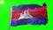 Cambodia flag seamless looping 3D rendering video. Beautiful textile cloth fabric loop waving