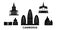 Cambodia flat travel skyline set. Cambodia black city vector illustration, symbol, travel sights, landmarks.