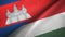 Cambodia and Hungary two flags textile cloth, fabric texture