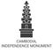 Cambodia, Independence Monument travel landmark vector illustration