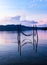 Cambodia island. Morning. A hammock stands in the water