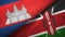 Cambodia and Kenya two flags textile cloth, fabric texture