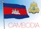 Cambodia official national flag with coat of arms, south east asiatic country