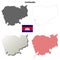 Cambodia outline map set