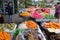 Cambodia, Siem Reap 12/08/2018 young Asian girl sells fruit on a city street