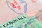 Cambodia visa stamp in passport