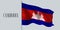 Cambodia waving flag on flagpole vector illustration.