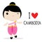Cambodia Women National Dress Cartoon Vector