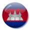 Cambodian flag glass button vector illustration