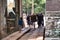 Cambodian people carrying a giant sandstone during the renovation of th Preah Khan Temple site in Cambodia