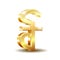 Cambodian riel currency symbol, golden money sign