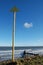 Cambois beach with pipeline and marker post