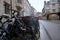 Cambridge UK December 2020 Many bicycles parked and locked in the center of Cambidge city, cycling being a popular mode of