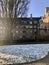 Cambridge, United Kingdom - January 31, 2019: Snow in St John's College, University of Cambridge