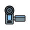 Camcorder icon in filled line style about multimedia for any projects