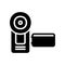 Camcorder icon in solid style about multimedia for any projects