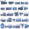 Camcorder icons set, cartoon style