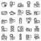 Camcorder icons set, outline style