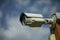 Camcorder on the pole. Video surveillance for security. Perimeter security by cameras with sensors.
