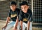 We came to play some baseball. Portrait of two young baseball players sitting together.