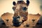 Camel abstract artwork in double exposure of sahara desert