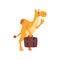 Camel animal cartoon character traveling with suitcase vector Illustration on a white background