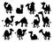 Camel black silhouettes. Isolated desert animals collection. Arabian camels caravan, simple silhouette. Decorative