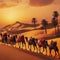 camel caravan on Western Sahara Desert in Africa