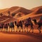 a camel caravan on Western Sahara Desert in Africa