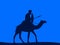 Camel cavalry. Armed rider on a camel. Blue color. Vector