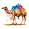 camel drawn with watercolors isolated on white background. Generated by AI