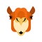 Camel face front. Head Animal UAE. Beast of desert. Vector illus