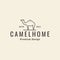 Camel with home line vintage logo symbol icon vector graphic design illustration idea creative