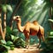 Camel hyper realistic photograph in forest ai generated