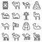 Camel icons set, outline style