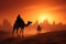 Camel journey, Dubai skyline fuses modernity and traditional UAE silhouette