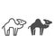 Camel line and solid icon. Desert caravan animal silhouette. Animals vector design concept, outline style pictogram on