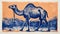 Camel Lino Print: Historical Illustration With Victorian-inspired Style