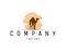 camel logo silhouette isolated on white background showing elegant side view with stunning sunset view.