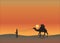 Camel Orange Desert Background Sunset