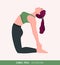 Camel Pose / Ustrasana Yoga pose. Young woman practicing yoga / exercise. Woman workout fitness, aerobic and exercises. Vector Ill
