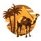 camel,Pyramid and desert famous landmark and symbol of Egypt,for cloth and web design,vintage color