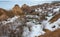 Camel rocks on the bank of the Tiligul estuary in winter