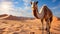 A Camel\\\'s Graceful Journey Through the Desert. Generative AI