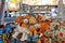 Camel soft toys in a street shop