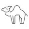 Camel thin line icon. Desert caravan animal silhouette. Animals vector design concept, outline style pictogram on white