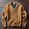 Camel V-neck balloon sleeve sweater