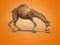 Camel wants to eat 3d rendering on orange background with shadow