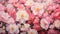 Camellia Flower Field: Realistic Hyper-detailed Chinapunk Painting With Softly Luminous Pink And White Background